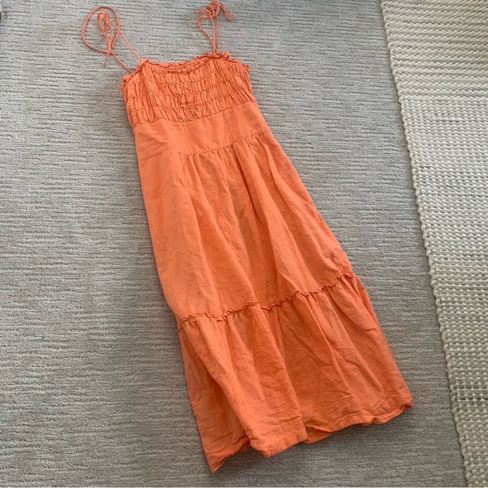 Free People Orange Linen Dress - Picture 5 of 12